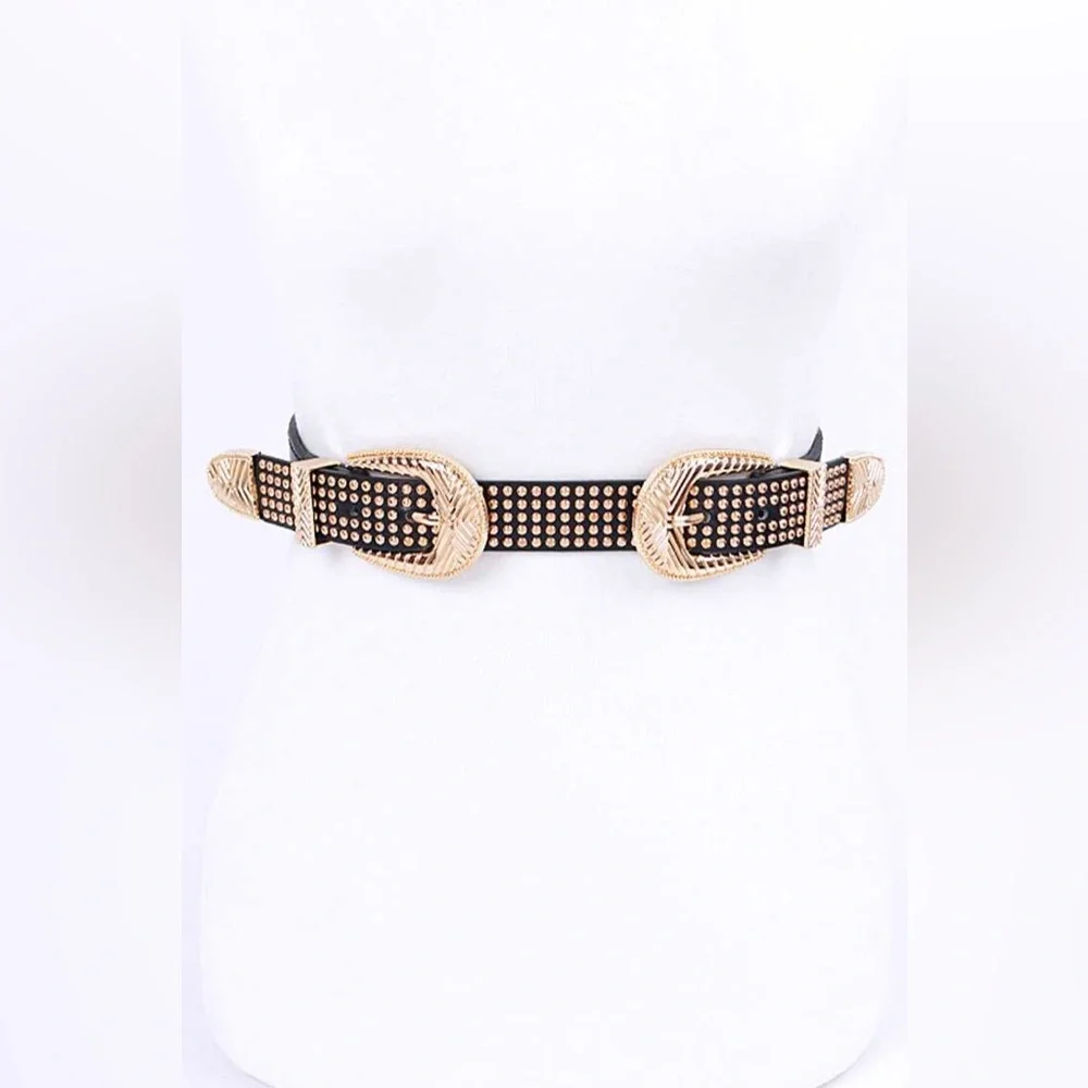 Gold and Black Studded Belt